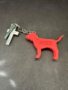 Victorias Secret Hot Pink Dog Logo Keychain Rubber - Picture 1 of 4