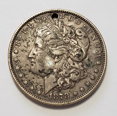 1878 $1 Morgan Silver Dollar 8 Tail Feathers - VF/XF - Holed - SKU-D4465 Cover