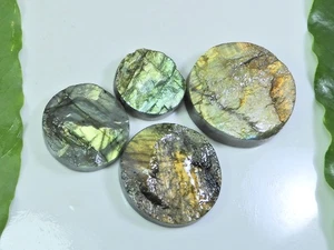 21X21-31X31MM Natural Multi Labradorite Durzy Cabochon Gemstone 4PCS Lot h797 - Picture 1 of 9
