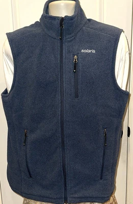 Solaris Men's Slate Blue Fleece Stand Up Collar Full Zip Vest Size M - Image 1 of 4