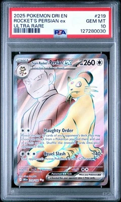 2025 POKEMON DRI EN-DESTINED RIVALS ULTRA RARE TEAM ROCKET'S PERSIAN EX PSA 10 - Image 1 of 2
