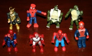 Lot 8 MEGA BLOK Mini Figures - Spiderman (4 dif Loki Iron Man Mark V Suit Lizard - Picture 1 of 2