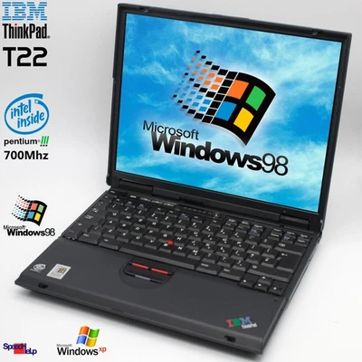 NOTEBOOK IBM THINKPAD T22 INTEL PENTIUM 3 700MHZ  LAPTOP WINDOWS WIN 98 LPT LAN - Bild 1 von 4