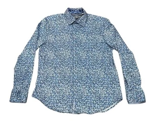 Robert Graham Mens Labyrinth Button Up Shirt Blue Geo Classic Fit Stretch Large - Picture 1 of 6