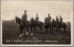 RPPC c1916 Camp Hughes Manitoba Gen. John Hughes and Staff Officers by Lyall - Foto 1 di 2