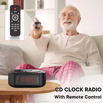 EU Plug )CD Player Alarm Clock USB Charging Dimmable Display Desktop ↑ - Image 1 of 4