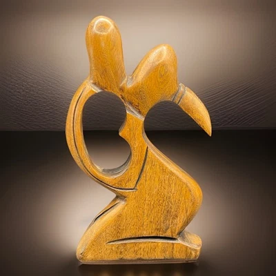 Portavasos de madera tallada a mano vintage para besos pareja escultura África Foto 1 de 4