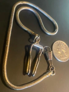 "Reloj Bolsillo Vintage/Primeros Antiguos 14"" Dorado Tono Plata Llavero Serpiente Cadena Cinturón Barra Clip" - Imagen 1 de 19