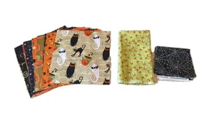 22 impresiones de Halloween de novedad precortadas bordes rosados de 10"x10" + pieza de 1/2 yarda y 1/8 yarda - Imagen 1 de 21