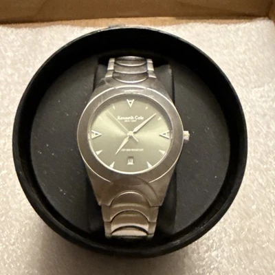 KENNETH COLE NY MENS WATCH KC3215 SS 50M WATER RESISTANT GREEN FACE - Image 1 of 4