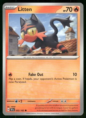 Litten - 032/162 Common Normal NM Pokemon SV05: Temporal Forces - Image 1 of 2