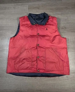 Polo Ralph Lauren Wende Puffer Weste Herren 2XL Daunen Federn rot blau Druckknopf kalt - Bild 1 von 8