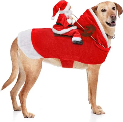 BWOGUE Papá Noel Perro Disfraz Navidad Mascota Ropa Papá Noel Montar Mascota Juegos con disfraces Co Foto 1 de 4