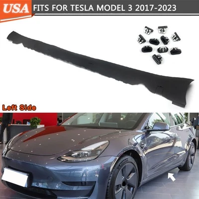 Driver Side Skirt Lower Rocker Cover Molding Left For 2017-2025 Tesla Model 3 US Foto 1 de 4