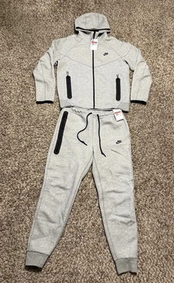 Nike Sportswear Tech Fleece Hoodie & Joggers Full Sweat Suit Gray - Large - Image 1 of 4