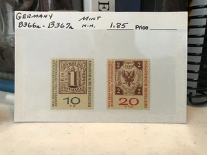 Dealer's Stock GERMANY B366a & B367a; Mint Never Hinged; Stamp on Stamp - Imagen 1 de 2