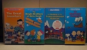 This is America Charlie Brown VHS Lot Great Inventor Mayflower Wright Bros Rail - Foto 1 di 7