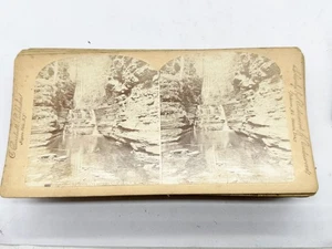 ANTIQUE STEREOVIEW WHISPERING FALL HAVANA GLEN NEW YORK WATERFALL C BIESSTADT - Picture 1 of 8