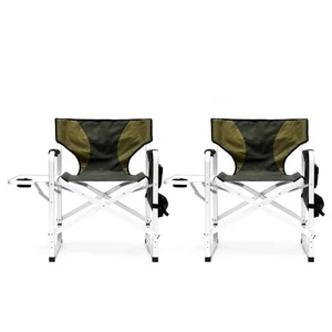 3-teilige Outdoor Camping und grüne Oxford Stoff Klappstühle mit schwarzem Klappstuhl - Bild 1 von 12