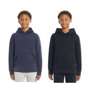 Puma - Boys' Unisex Kids Youth Fleece Hoodie - ( Black & Navy ) - Picture 1 of 10
