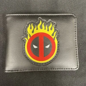 Buckle Down Marvel Flaming Deadpool Faux Leather Bifold Wallet - Picture 1 of 4