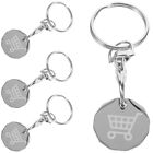 4 Pcs Shopping Token Pendant Stainless Steel Coin Holder Keychain Keyrings