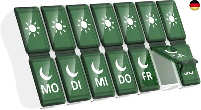 BESUCHE DEN JADUOHER-STORE Tablettenbox 7 Tage 2 Fächer, Jaduoher Pillendose Morgens Abends 14 Fächer P