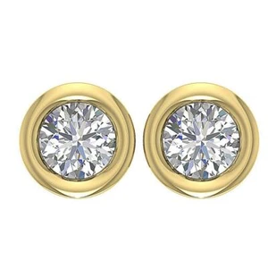 Solitaire Studs Earrings Round Cut Diamond I1 G 0.75 Carat Screw Back 14K Gold - Picture 1 of 7