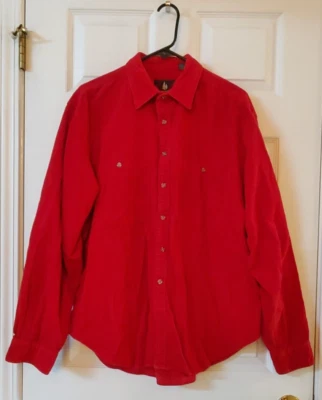 复古 High Sierra 男式红色灯芯绒长袖棉质衬衫 XL 码  — 第 1/4 张图片