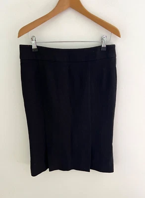 Falda midi plisada de lana negra Emporio Armani para mujer talla 40 UK 8 W30 Foto 1 de 4