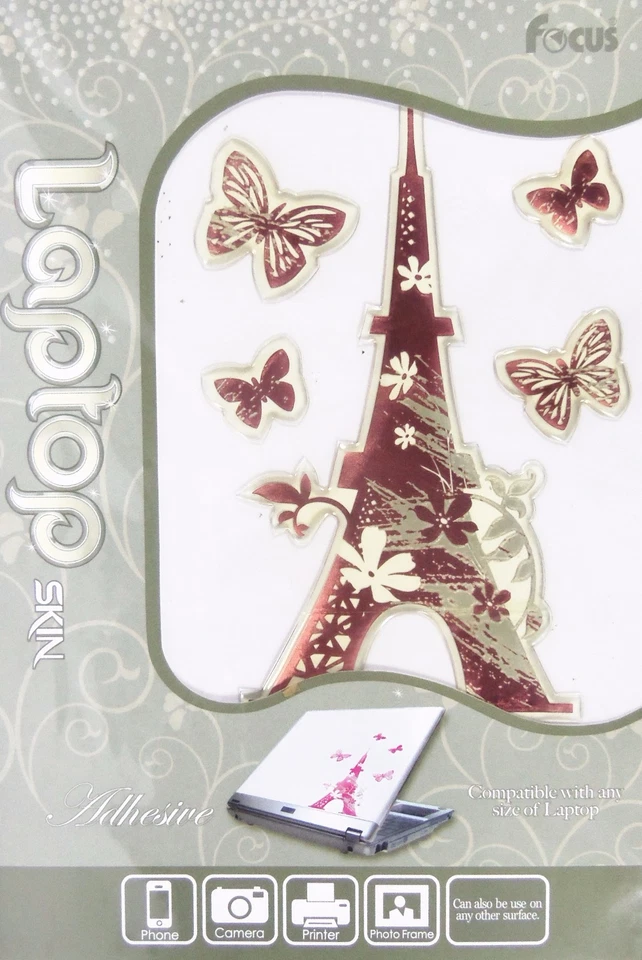 Focus Eiffel Tower butterflies 'Laptop" Skin Sticker Decals - Image 1 of 1