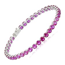 Criado Rubi Tênis Pulseira Em 14K Ouro Branco, 7"