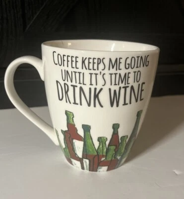 Pfaltzgraff White Red Green "...Drink Wine" Coffee, Tea Mug 16 oz (291) - Image 1 of 4