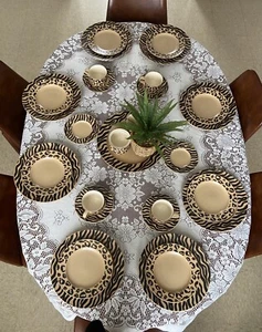 RARE MIKASA Dinner Set MIKASA JUNGLE CHARM 29 Piece Dinner Set Malaysia Vintage - Picture 1 of 17