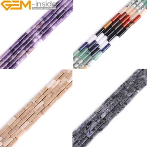 Natural Assorted Stone Column Cube Beads Spacer Beads Jewelry Making 15” 4x13mm - Picture 1 of 47