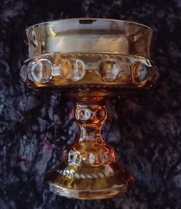 Kings Crown Ámbar Plato de Caramelo Pedestal Compote Tiffin - Imagen 1 de 4
