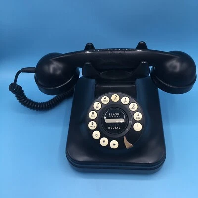 Pottery Barn GRAN TELÉFONO • Botón pulsador • Estilo giratorio retro vintage • NEGRO Foto 1 de 4