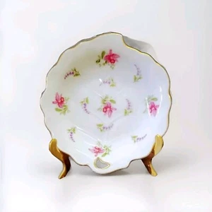 Vintage Blatt Orchideen Porzellan Keramik Schale/Teller/Schmuck Japan Goldrand - Bild 1 von 3