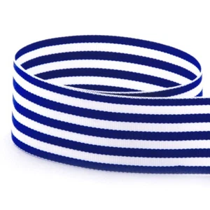 5 yards 1.5" Captain Royal White Stripes Monarch Woven Grosgrain Ribbon DIY - Picture 1 of 1
