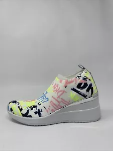 DKNY Women’s Parks-Slip On Wedge Fashion Shoes, White/Multi - Picture 1 of 5