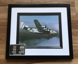 B-24J Liberator Dragon gerahmtes Foto + amerikanisches Datenschild! Schönes 8x10 Foto - Bild 1 von 5