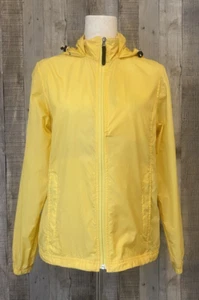 LL Bean Yellow Stowaway Lightweight Full Zip Hood Rain Wind Jacket SZ SM REG - Picture 1 of 16