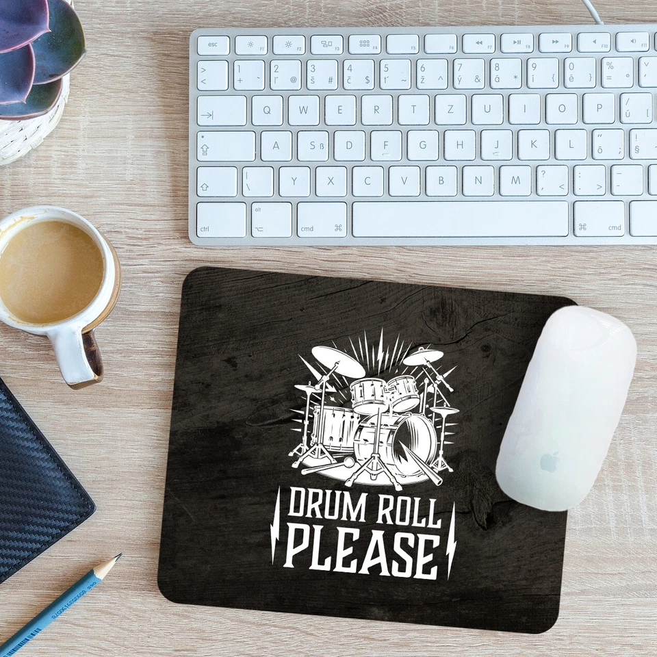 Drum Roll Please Mouse Mat Pad Drumming Drummer Gift 24cm x 19cm - Image 1 of 1
