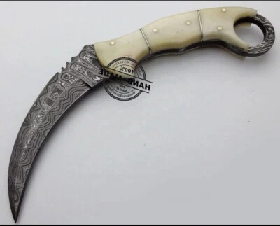 НОЖНЫ РУЧНОЙ РАБОТЫ ДАМАССКИЕ КОММАНДОС ТАКТИЧЕСКИЕ ОХОТНИЧЬИ ДЛЯ ВЫЖИВАНИЯ КЕРАМБИТ - Изображение 1 из 4