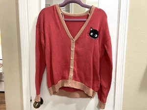 Hello Kitty x Forever 21 Chococat Pink Cat Cardigan Sweater LIMITED EDITION - Picture 1 of 3