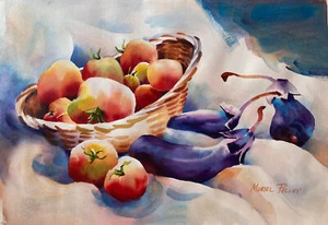 Portland Oregon Artist Muriel Pallay Original Watercolor Painting Still Life - Picture 1 of 10