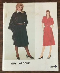 VOGUE Schnittmuster 2837 GUY LAROCHE Kleid & Schal Größe 10 Paris Original - Bild 1 von 3