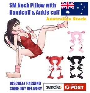 SM Soft Neck Collar Pillow Leg Bondage Kit Detachable Handcuff Ankle cuff Sex - Picture 1 of 10