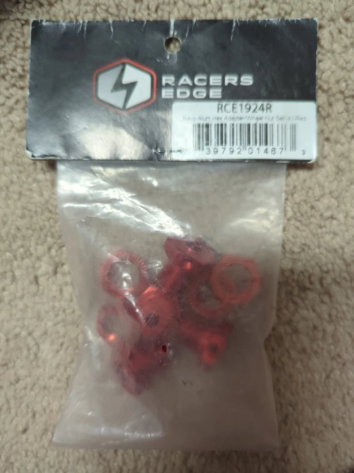 Rce1924r Racers Edge Revo Aluminum Hex Adapter/Wheel Nut Set (4pcs)  Red New - Image 1 of 2