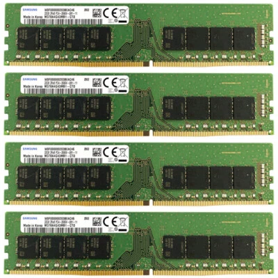 Samsung 128GB (4X32GB) DDR4 2666MHz PC4-21300 UDIMM Memory Ram M378A4G43MB1-CTD - Image 1 of 4